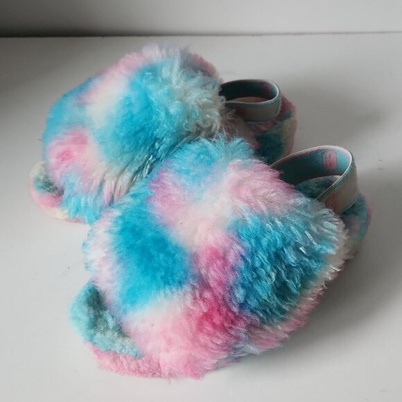 UGG | Fluff Yeah Slides Slippers Blue Pink Cotton Candy Sz 6 - Picture 2 of 5